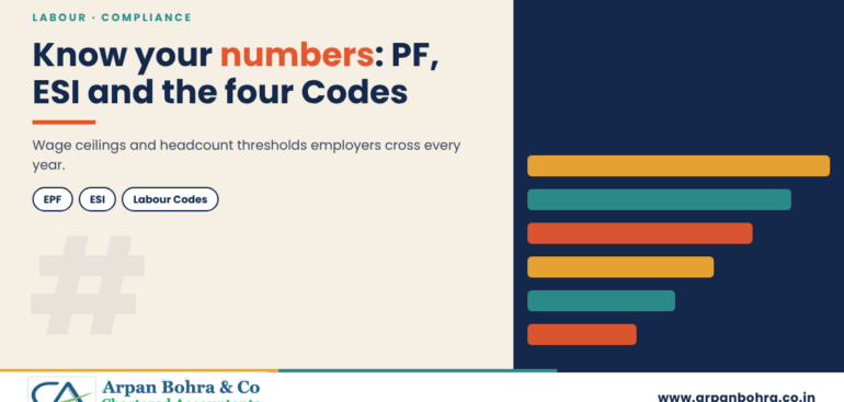 Labour law limits graphic with horizontal bars for Arpan Bohra & Co., Chartered Accountants