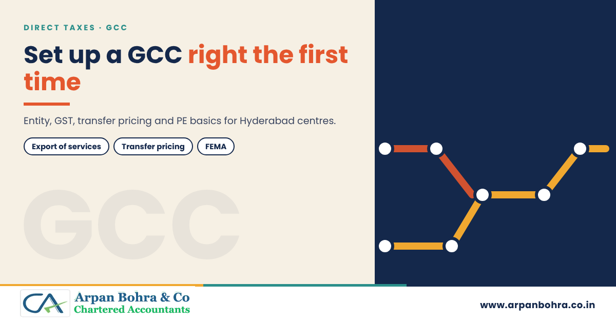Route graphic on setting up a Global Capability Centre for Arpan Bohra & Co., Chartered Accountants