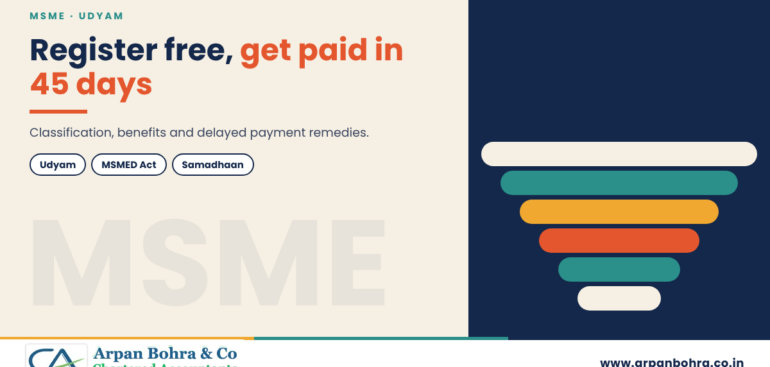 Graphic for Udyam Registration: MSME Classification, Benefits and Delayed Payment Remedies, Arpan Bohra & Co., Chartered Accountants